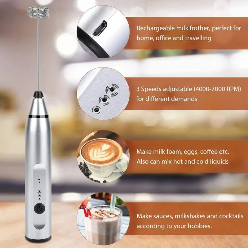 Imported Coffee moka foamer maker with grinder and electric milk frother handheld milk foamer mini coffee/milk frother