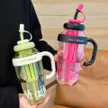 1300ml Plastic Bottle Cute Large Capacity Big Belly Cup with Straw and Tea Filter