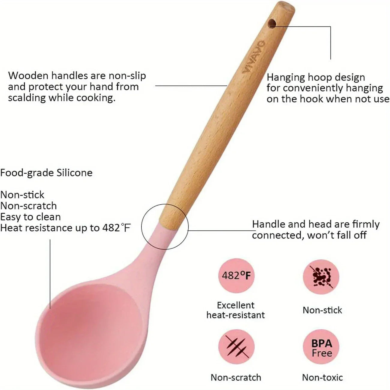 Original China Imported 12 Pcs Silicone Kitchen Set Wooden Handle and Storage Box