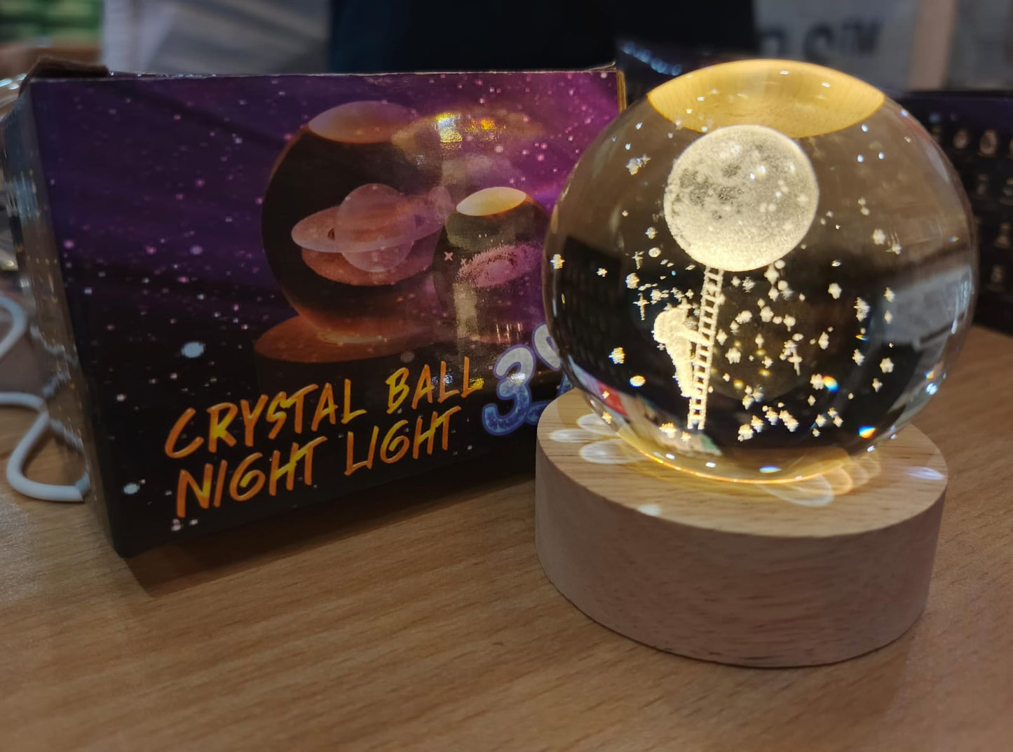 3D Ball Crystal Glass LED Table Lamp
