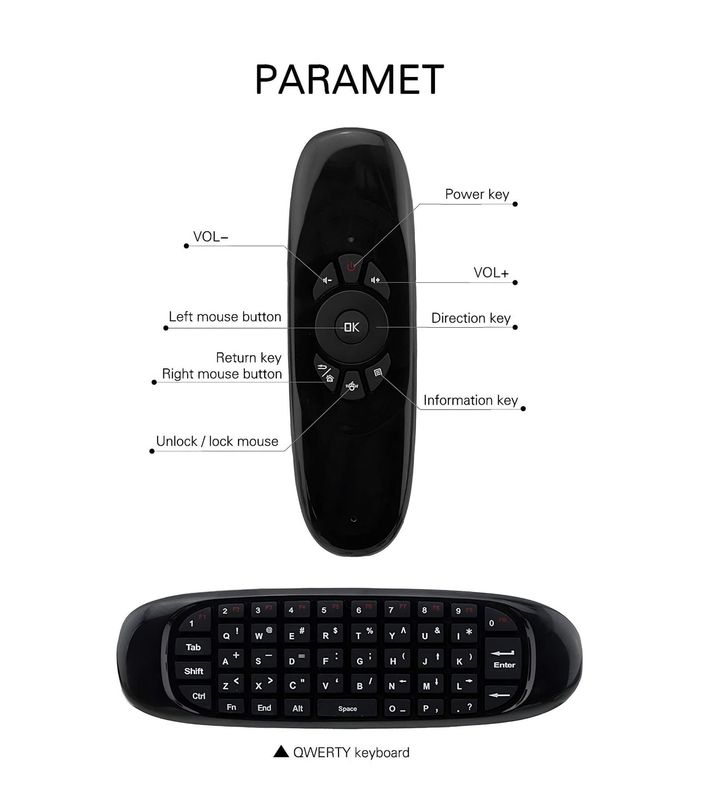 2 in 1 Air Mouse and keyboard Controller
